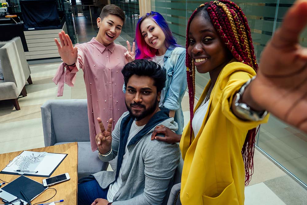 Group of university students