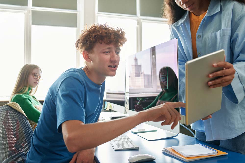 Student in university using AI essay writer